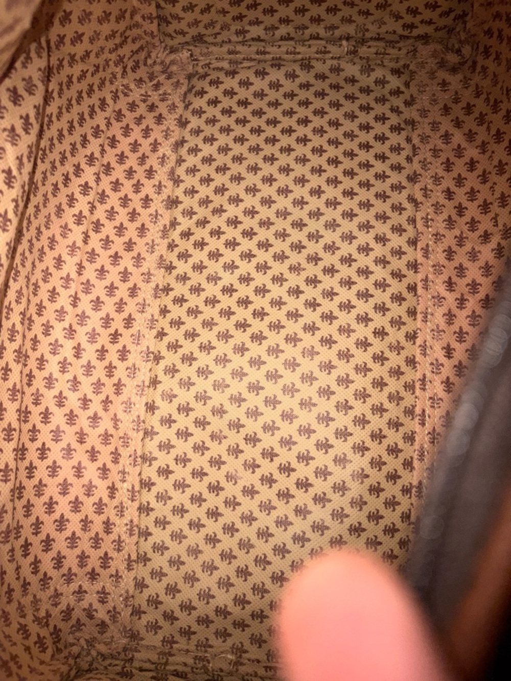Lined Handbag Interior with Small Fleur Pattern - Brown/Tan